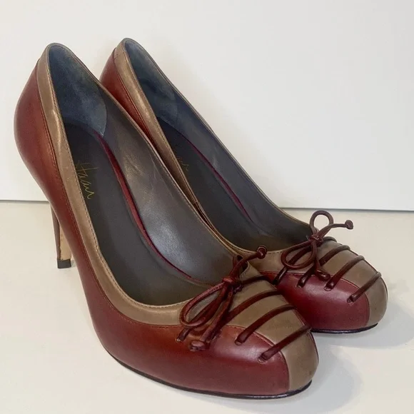 Cole Haan Dark Burgundy Victorian Leather Heels Size 6 - Picture 2 of 14